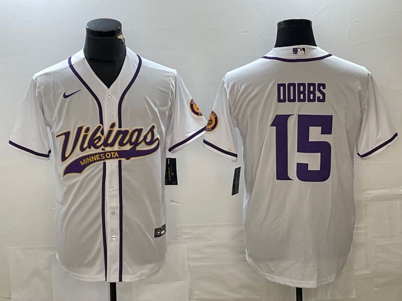 Men Minnesota Vikings #15 Dobbs White 2023 Nike Co branded NFL Jersey